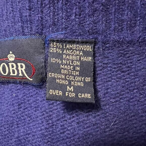 Vintage OBR Deep Blue/Purple Angora Rabbit Hair & Lambswool Cardigan Size Med - Picture 7 of 7